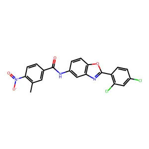 N-[2-(2,4-Dichloro-phenyl)-benzooxazol-5-yl]-3-methyl-4-nitro-benzamide structure