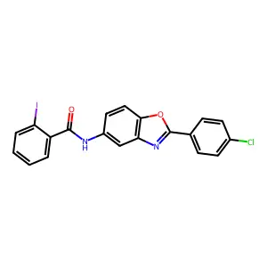 N-[2-(4-chlorophenyl)-1,3-benzoxazol-5-yl]-2-iodobenzamide structure