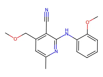 4-Methoxymethyl-2-(2-methoxy-phenylamino)-6-methyl-nicotinonitrile structure