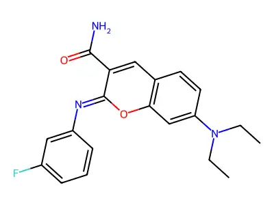 (2Z)-7-(diethylamino)-2-[(3-fluorophenyl)imino]-2H-chromene-3-carboxamide structure