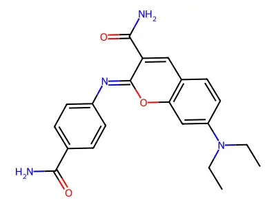 2-(4-Carbamoylphenyl)imino-7-(diethylamino)chromene-3-carboxamide structure