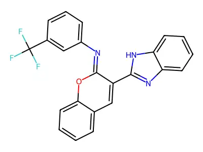 (2Z)-3-(1H-1,3-benzodiazol-2-yl)-N-[3-(trifluoromethyl)phenyl]-2H-chromen-2-imine structure