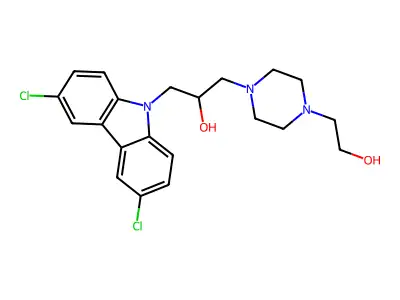 1-(3,6-Dichlorocarbazol-9-yl)-3-[4-(2-hydroxyethyl)piperazin-1-yl]propan-2-ol structure