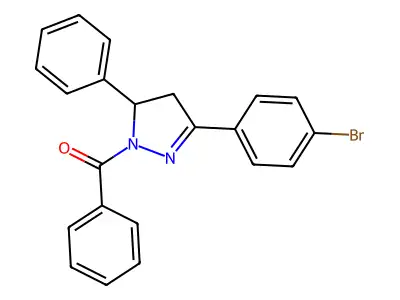 1-benzoyl-3-(4-bromophenyl)-5-phenyl-4,5-dihydro-1H-pyrazole structure