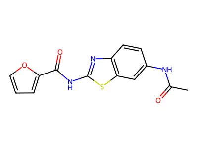 N-(6-acetamido-1,3-benzothiazol-2-yl)furan-2-carboxamide structure