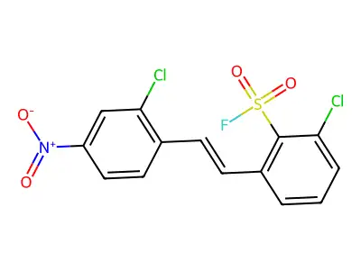 2-Chloro-6-[2-(2-chloro-4-nitrophenyl)ethenyl]benzenesulfonyl fluoride structure