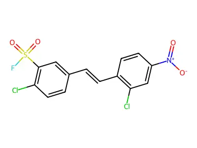 2-Chloro-5-[2-(2-chloro-4-nitrophenyl)ethenyl]benzenesulfonyl fluoride structure