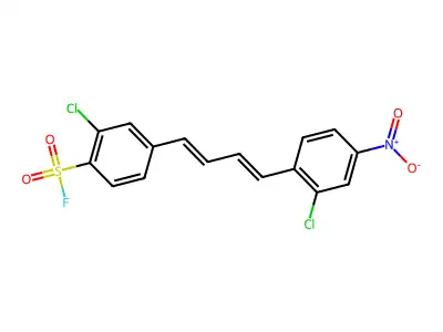 2-Chloro-4-[4-(2-chloro-4-nitrophenyl)buta-1,3-dienyl]benzenesulfonyl fluoride structure