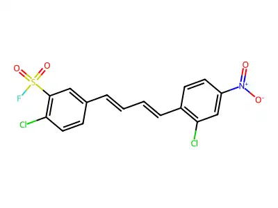 2-Chloro-5-[4-(2-chloro-4-nitrophenyl)buta-1,3-dienyl]benzenesulfonyl fluoride structure