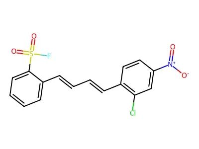 2-[4-(2-Chloro-4-nitrophenyl)buta-1,3-dienyl]benzenesulfonyl fluoride structure