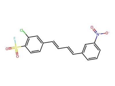 2-Chloro-4-[4-(3-nitrophenyl)buta-1,3-dienyl]benzenesulfonyl fluoride structure