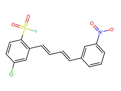 4-Chloro-2-[4-(3-nitrophenyl)buta-1,3-dienyl]benzenesulfonyl fluoride structure