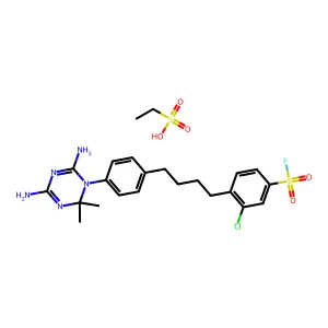 ethanesulfonic acid- 3-chloro-4-{4-[4-(4,6-diamino-2,2-dimethyl-1,3,5-triazin-1(2h)-yl)phenyl]butyl}benzenesulfonyl fluoride(1:1) structure