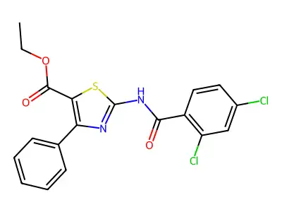 Ethyl 2-(2,4-dichlorobenzamido)-4-phenylthiazole-5-carboxylate structure