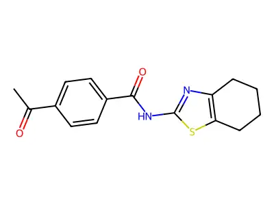 4-acetyl-N-(4,5,6,7-tetrahydro-1,3-benzothiazol-2-yl)benzamide structure