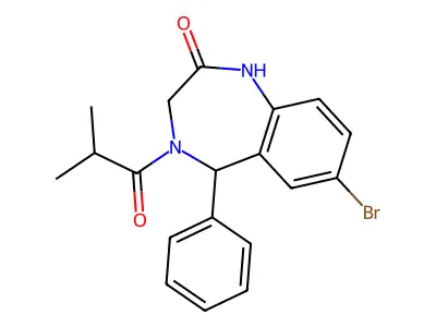 7-bromo-4-isobutyryl-5-phenyl-4,5-dihydro-1H-benzo[e][1,4]diazepin-2(3H)-one structure