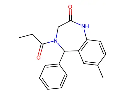 7-methyl-5-phenyl-4-propionyl-4,5-dihydro-1H-benzo[e][1,4]diazepin-2(3H)-one structure