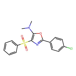 4-(benzenesulfonyl)-2-(4-chlorophenyl)-N,N-dimethyl-1,3-oxazol-5-amine structure
