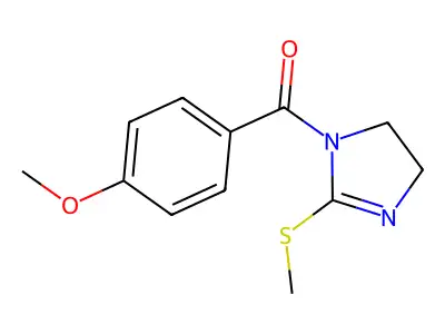 (4-methoxyphenyl)(2-(methylthio)-4,5-dihydro-1H-imidazol-1-yl)methanone structure