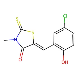 (5E)-5-(5-chloro-2-hydroxybenzylidene)-3-methyl-2-thioxo-1,3-thiazolidin-4-one structure