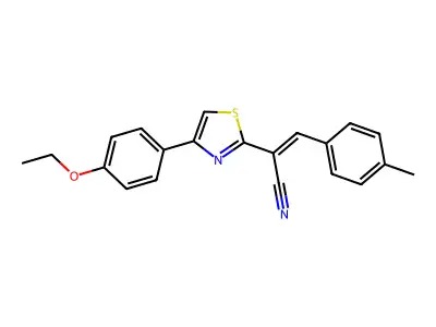 (E)-2-[4-(4-ethoxyphenyl)-1,3-thiazol-2-yl]-3-(4-methylphenyl)prop-2-enenitrile structure