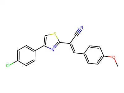 (E)-2-(4-(4-chlorophenyl)thiazol-2-yl)-3-(4-methoxyphenyl)acrylonitrile structure