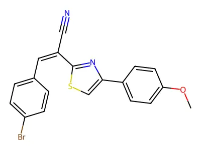 (2Z)-3-(4-bromophenyl)-2-[4-(4-methoxyphenyl)-1,3-thiazol-2-yl]prop-2-enenitrile structure