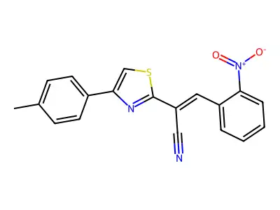 (E)-3-(2-nitrophenyl)-2-(4-(p-tolyl)thiazol-2-yl)acrylonitrile structure