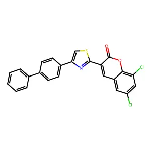6,8-Dichloro-3-[4-(4-phenylphenyl)-1,3-thiazol-2-yl]chromen-2-one structure