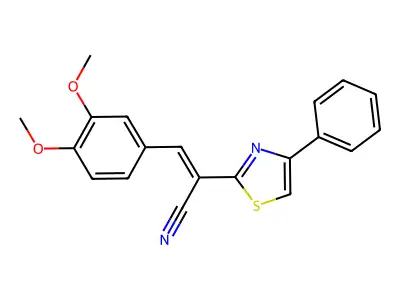 3-(3,4-Dimethoxyphenyl)-2-(4-phenyl-1,3-thiazol-2-yl)prop-2-enenitrile structure