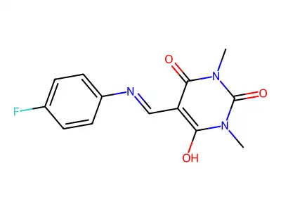 5-[(4-Fluoroanilino)methylidene]-1,3-dimethyl-1,3-diazinane-2,4,6-trione structure
