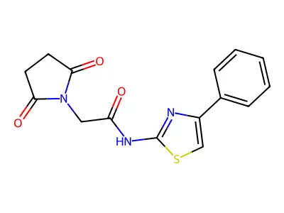 2-(2,5-dioxopyrrolidin-1-yl)-N-(4-phenyl-1,3-thiazol-2-yl)acetamide structure