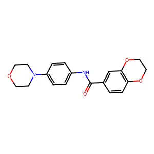 N-(4-morpholin-4-ylphenyl)-2,3-dihydro-1,4-benzodioxine-6-carboxamide structure