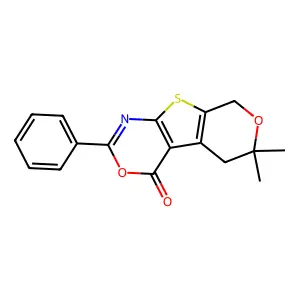 6,6-Dimethyl-2-phenyl-5,8-dihydro-6H-3,7-dioxa-9-thia-1-aza-fluoren-4-one structure