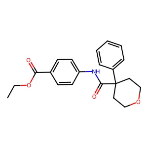 ethyl 4-{[(4-phenyltetrahydro-2H-pyran-4-yl)carbonyl]amino}benzoate structure