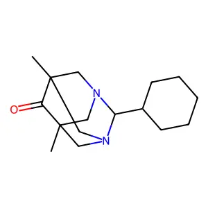2-Cyclohexyl-5,7-dimethyl-1,3-diazatricyclo[3.3.1.1~3,7~]decan-6-one structure