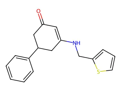 5-Phenyl-3-(thiophen-2-ylmethylamino)cyclohex-2-en-1-one structure