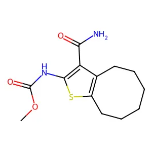 methyl N-(3-carbamoyl-4,5,6,7,8,9-hexahydrocycloocta[b]thiophen-2-yl)carbamate structure
