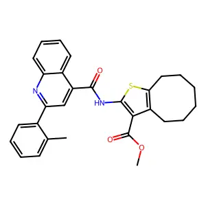 methyl 2-[[2-(2-methylphenyl)quinoline-4-carbonyl]amino]-4,5,6,7,8,9-hexahydrocycloocta[b]thiophene-3-carboxylate structure