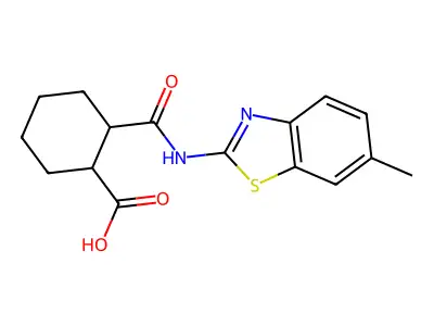 2-[(6-Methyl-1,3-benzothiazol-2-yl)carbamoyl]cyclohexane-1-carboxylic acid structure