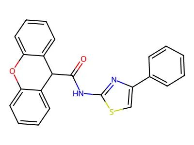 N-(4-phenyl-1,3-thiazol-2-yl)-9H-xanthene-9-carboxamide structure