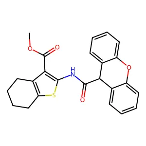 methyl 2-(9H-xanthene-9-carbonylamino)-4,5,6,7-tetrahydro-1-benzothiophene-3-carboxylate structure