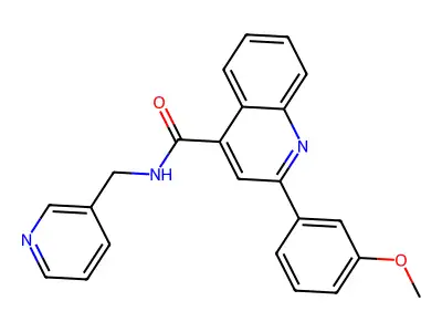 2-(3-methoxyphenyl)-N-(pyridin-3-ylmethyl)quinoline-4-carboxamide structure