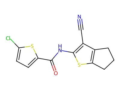 5-chloro-N-(3-cyano-5,6-dihydro-4H-cyclopenta[b]thiophen-2-yl)thiophene-2-carboxamide structure