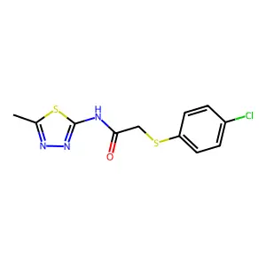2-((4-chlorophenyl)thio)-N-(5-methyl-1,3,4-thiadiazol-2-yl)acetamide structure