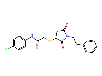 N-(4-Chloro-phenyl)-2-(2,5-dioxo-1-phenethyl-pyrrolidin-3-ylsulfanyl)-acetamide structure