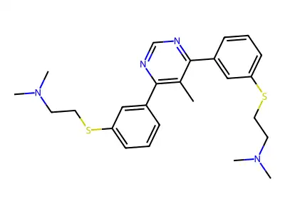 4,6-Bis-(3'((2''-(dimethylamino)ethyl)thio)phenyl)-5-methylpyrimidine structure