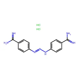 Benzenecarboximidamide, 4,4'-(1-triazene-1,3-diyl)bis-, dihydrochloride structure