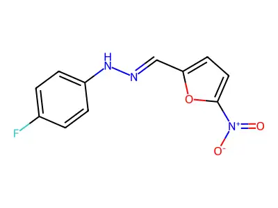 4-fluoro-N-[(5-nitrofuran-2-yl)methylideneamino]aniline structure