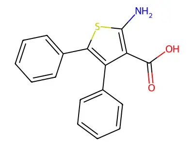 2-Amino-4,5-diphenyl-3-thiophenecarboxylic acid structure